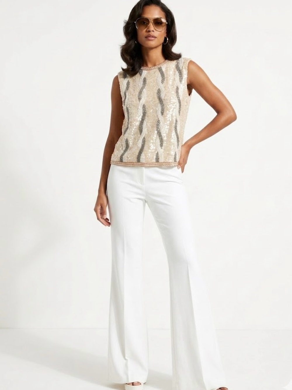 Valentina Sleeveless Sequin Knit Top